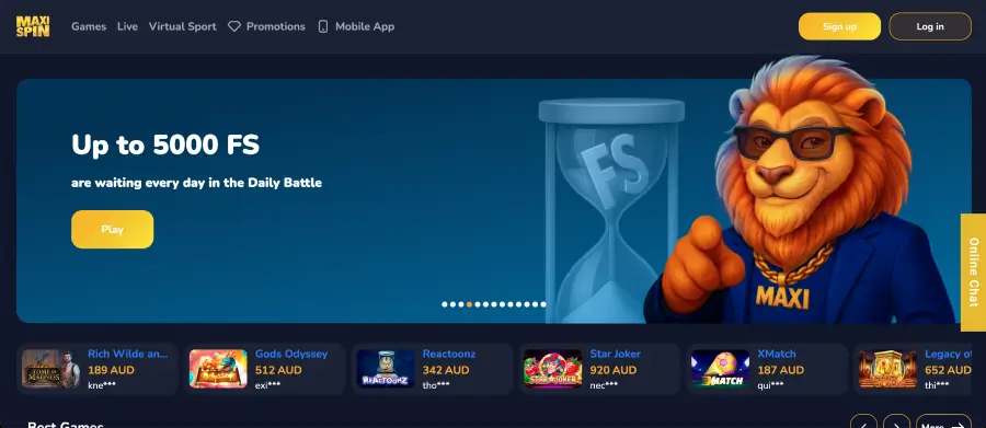 Maxispin casino bonus offers overview Maxispin casino bonus screen showing deposit offers and free spins rewards